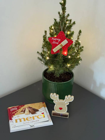 Csokitartó rénszarvas – Merci csokihoz (világosbarna)